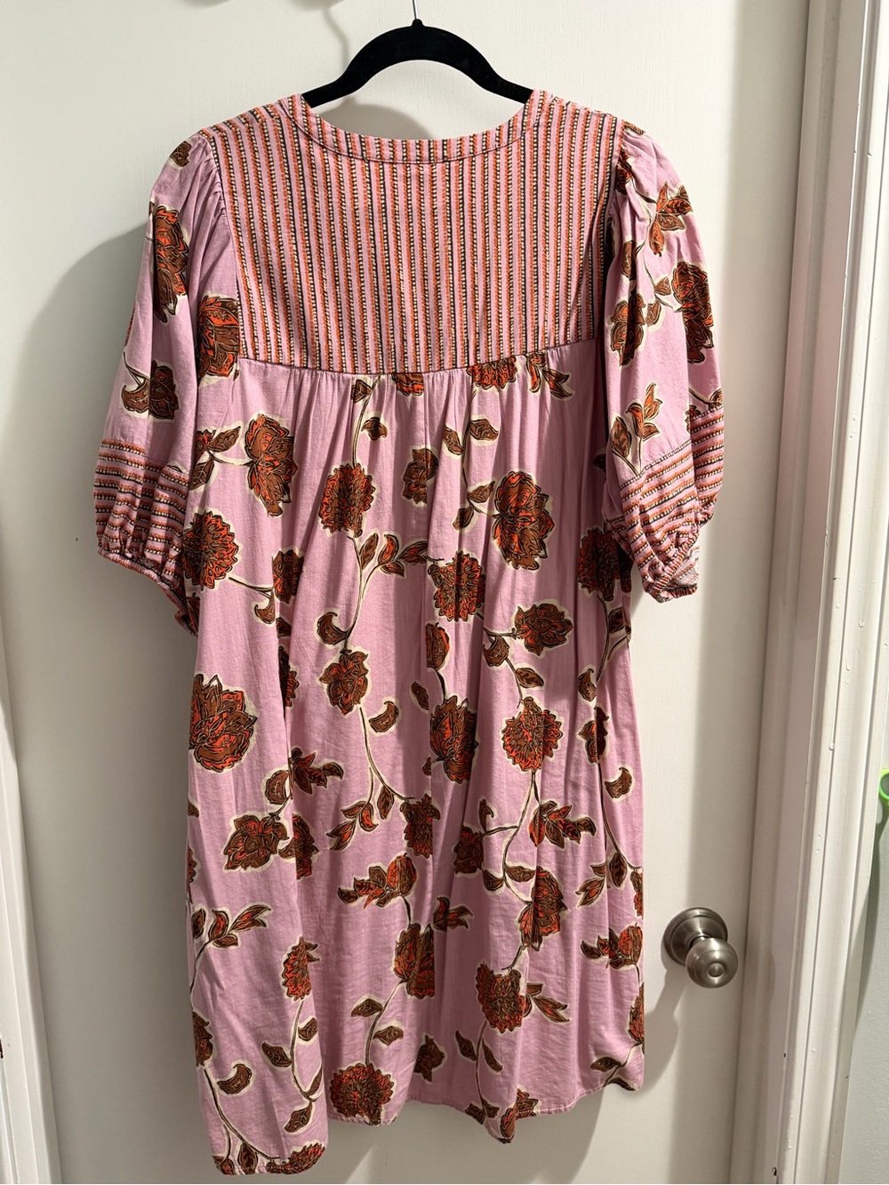 Knox Rose Pink Floral Boho Midi Dress w/ pockets. Size L - Picture 5 of 12